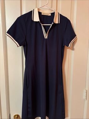Grace + Emma Navy Polo Dress with White Trim